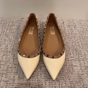 Valentino - Cream Studded Flats - Size 41